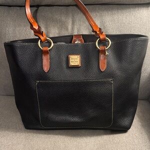 Dooney & Bourke Navy Blue Tote with Tan Accents